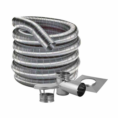 6'' DuraFlexSS 316 Tee Kit with 25' Flexible Stainless Steel Chimney Liner - 6DF316-25KT