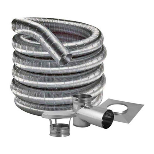 7'' DuraFlexSS 316 Tee Kit with 25' Flexible Stainless Steel Chimney Liner - 7DF316-25KT