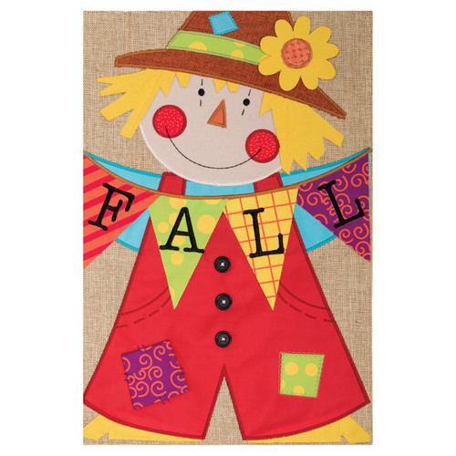 Fall Garden Burlap Flag - Scarecrow