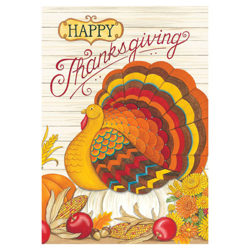 Thanksgiving Garden Flag - Pumpkin Turkey