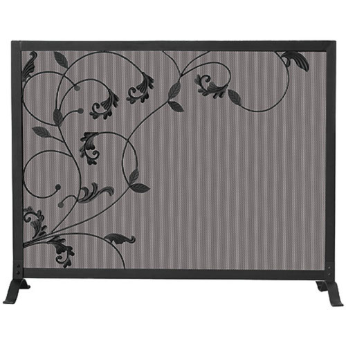 Single Panel Fireplace Screen with Flowing Leaf Design