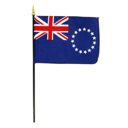 Cook Islands 4" x 6" Stick Flag
