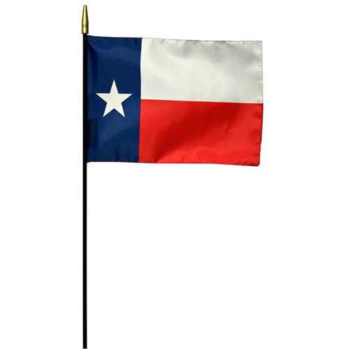 Texas Polyester 12in x 18in With Black Staff Classroom Stick Flag