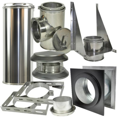 Thru the wall kit includes 2 adjustable wall brackets, deluxe chimney cap, wall thimble, tee with cap, tee support and adjustable chimney pipe 6 Inch x 11 - 20 Inches