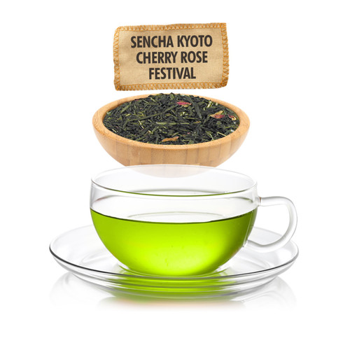 Sencha Kyoto Cherry Rose Festival Green Tea - Loose Leaf - Sampler Size - 1oz