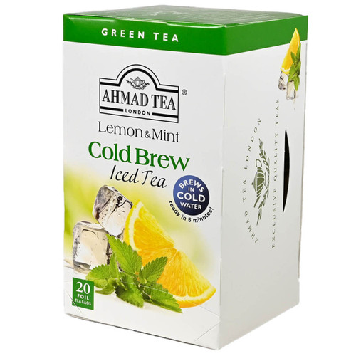 Ahmad Tea Lemon & Mint Cold Brew Iced Green Tea - Teabags -20 count