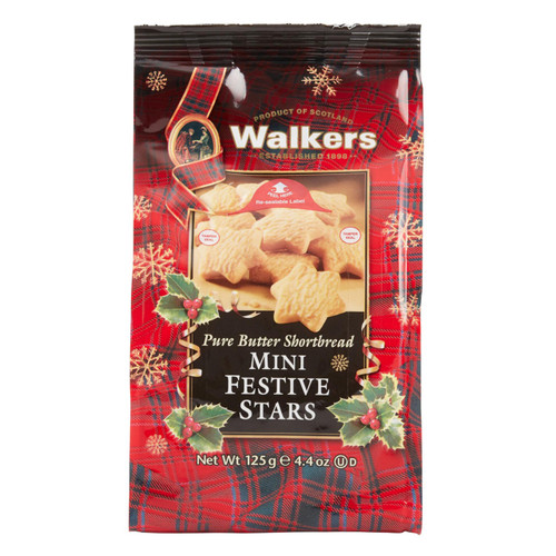Walkers Mini Festive Stars Shorbread Cookies Bag - 4.4oz (125g)