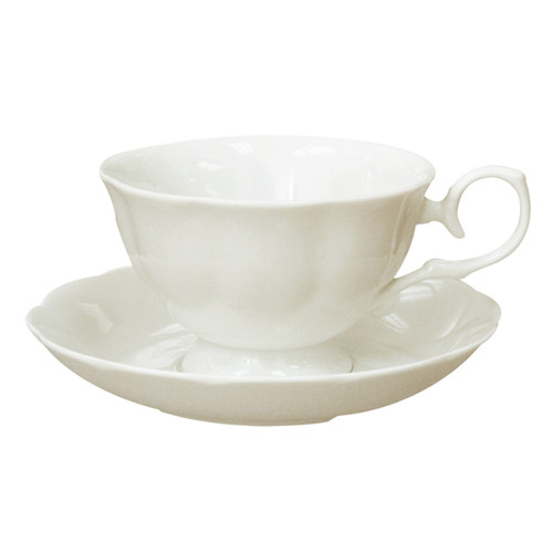 Single White Porcelain Cup and Saucer - Diana
