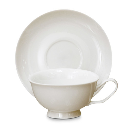 White Porcelain Cup and Saucer - Helios - Individual Set