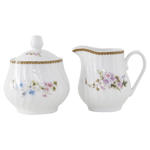 Timeless Rose Porcelain Sugar and Creamer Set