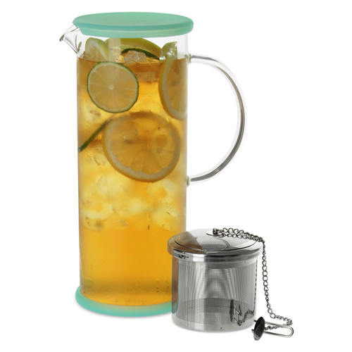 Forlife Lucent Glass Iced Tea Jug w/ Capsule Infuser 48 oz.-Mint Green