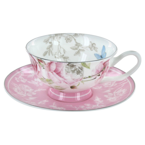 Beau Rose Bone China - Cup and Saucer - Set of 4