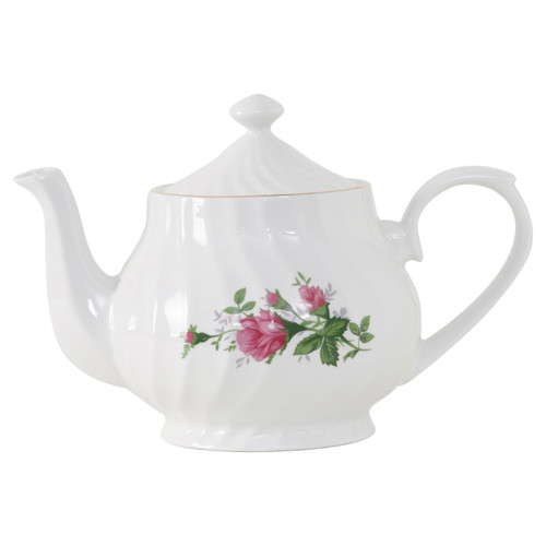 Vintage Rose Porcelain Teapot - 37oz