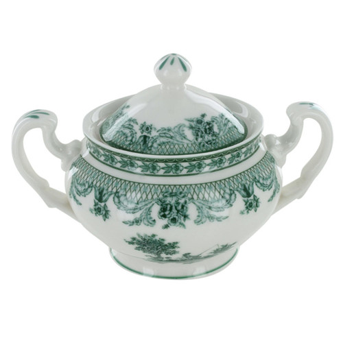 Green Toile Porcelain - Sugar Bowl with Lid