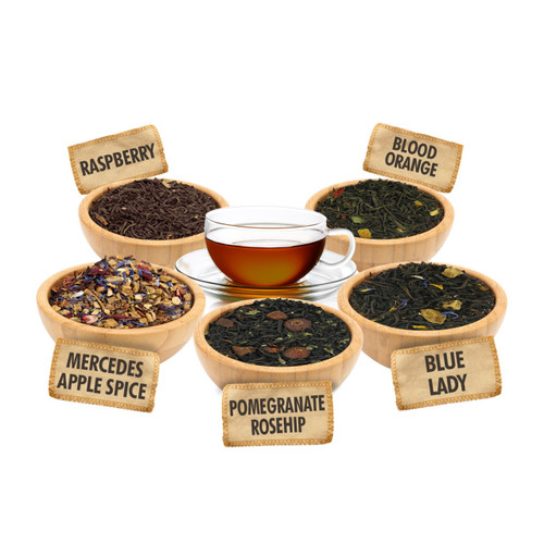 Sweet and Spice Fruit Sampler - 1 ounce Pouches of 5 Fruit Flavor Loose Leaf Teas