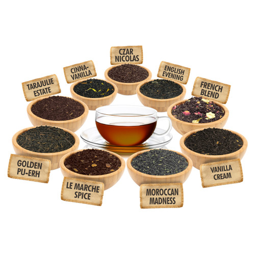 All About Tea Sampler - 1 ounce Pouches of 9 Delicious Loose Leaf Teas - 9oz