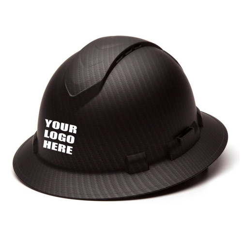 Custom Pyramex Ridgeline Vented Full Brim Hard Hat 4-Point Ratchet Suspension - Matte Black Graphite