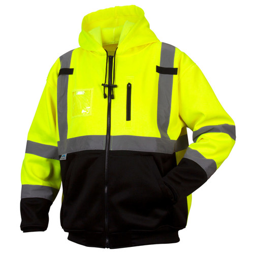 High-Vis Yellow Pyramex Class 3 Premium High-Vis Zip Black Bottom Sweatshirt - RSZH33