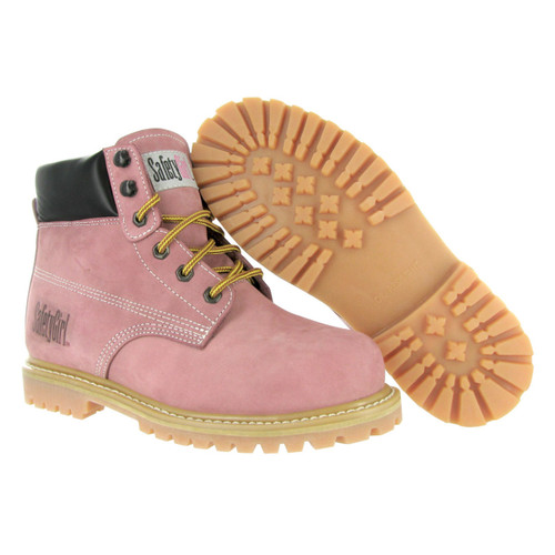 Steel Toe Work Boots - Safety Girl - Light Pink