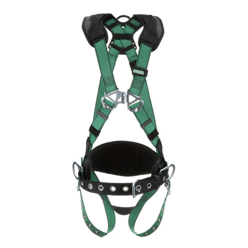 MSA V-FORM Construction Harness with Back & Hip D-Rings and Tongue Buckle Leg Straps