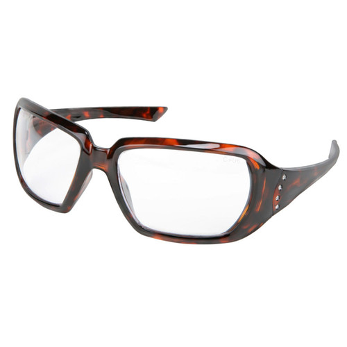 MCR Safety Crews 2 Women's Tortoise Shell Frame Safety Glasses - Clear Lens - CR1220