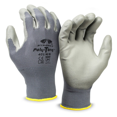 Pyramex Safety GL401 Gray Poly-Torq Polyurethane Dipped Gloves - Single Pair