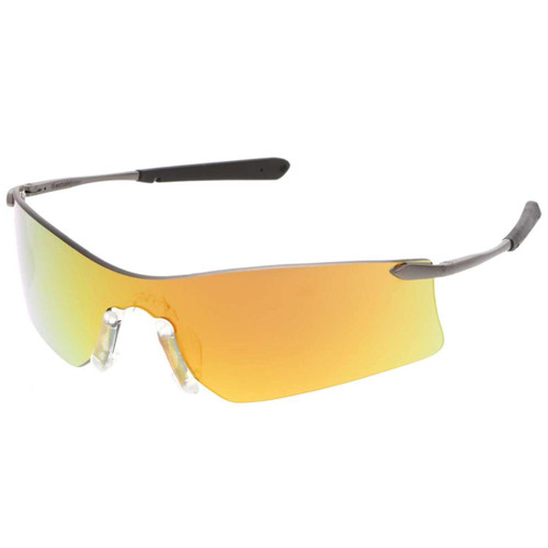 MCR Rubicon T4 Series Safety Glasses - Silver Frame - Fire Mirror Lens