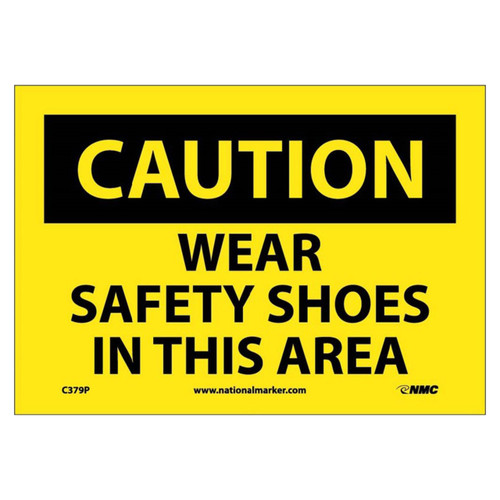 Caution Wear Safety Shoes In This Area 7x10 Rigid Plastic Sign