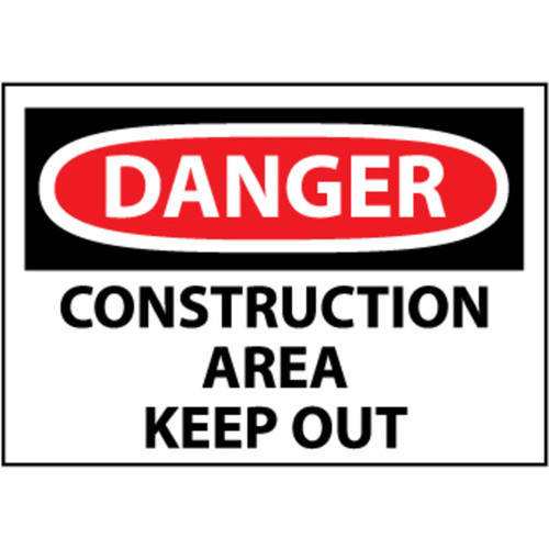 Danger Construction Area Keep Out, 10x14 Rigid Plastic Sign