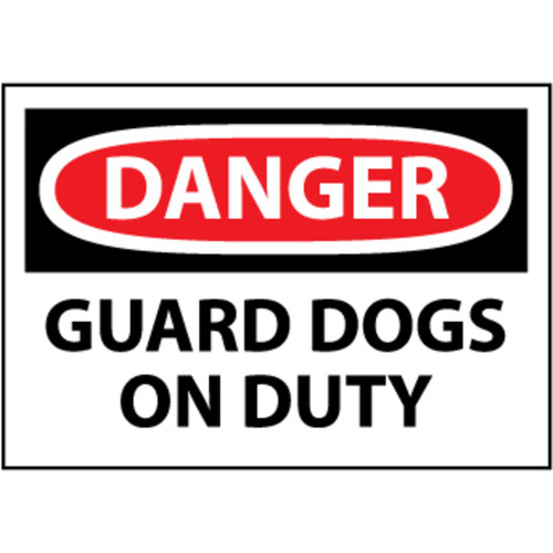 Danger Guard Dogs On Duty, 10x14 Pressure Sensitive Vinyl Sign