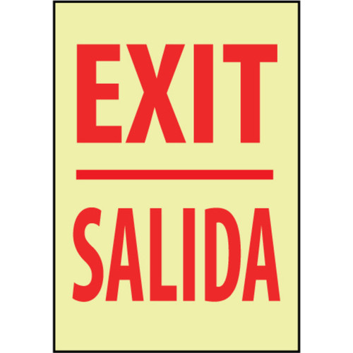 Exit Bilingual 20X14 Plastic Glow Sign