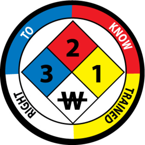 Right To Know Trained 2" Vinyl Hard Hat Emblem - Single Sticker