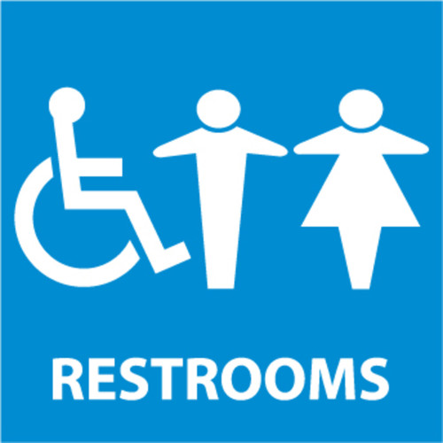 Restrooms Graphic, 7x7, Rigid Plastic Sign