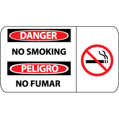 Danger, No Smoking, Bilingual with Graphic, 10x18, Pressure Sensitive Vinyl Sign