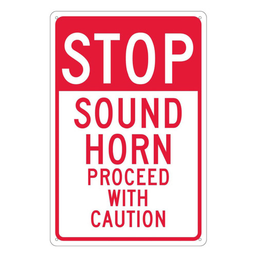 Stop Sound Horn Proceed with Caution, 18x12, .040 Aluminum Sign