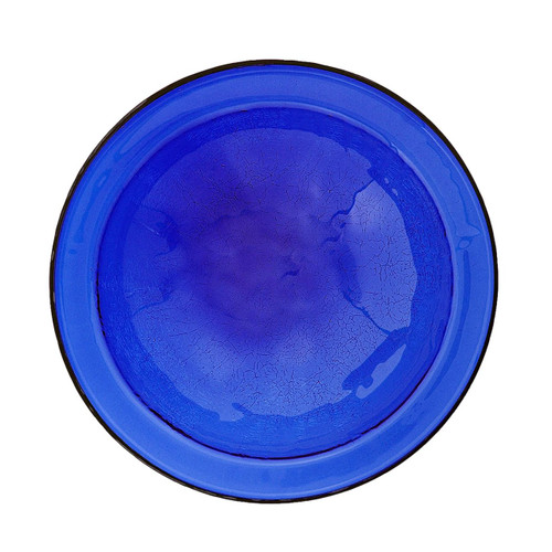 12-in. Cobalt Blue Crackle Glass Bowl Birdbath