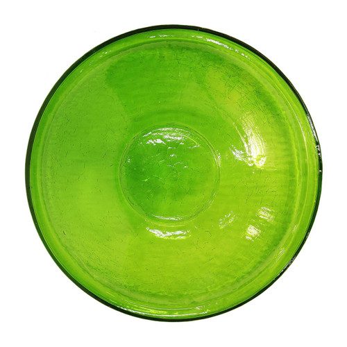 14-in. Fern Green Crackle Glass Bowl Bird Bath