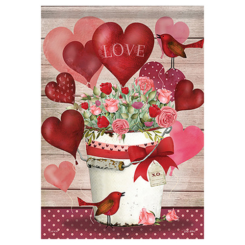 Valentine Garden Flag - Valentine Bucket
