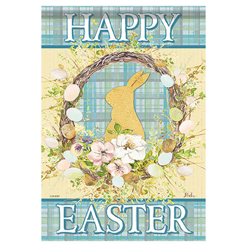 Easter Banner Flag - Plaid Wreath - 28in x 40in