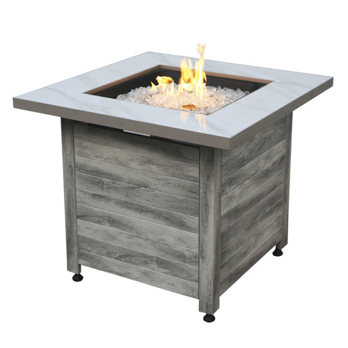 The Chesapeake - LP Gas Outdoor Fire Pit w/ 30" Faux Marble Top - Gray
