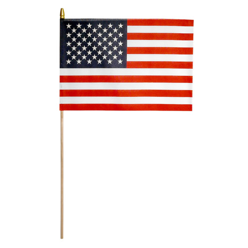 Super Tough 12"x18" US Stick Flag with 30"x3/8" Wood Staff - No Fray