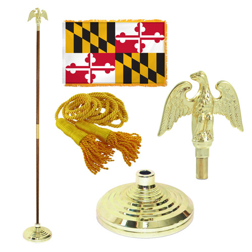 Maryland 3ft x 5ft Flag - Super Tough - Base, Flagpole, and Tassel