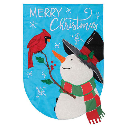 Carson Christmas Applique Garden Flag - Christmas Snowman - 12.5in x 18in