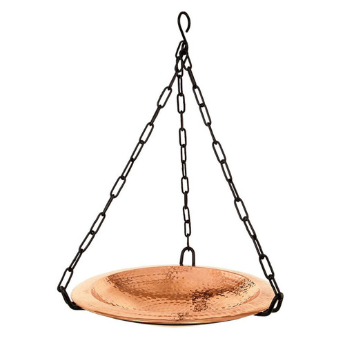 Hammered Copper Hanging Birdbath