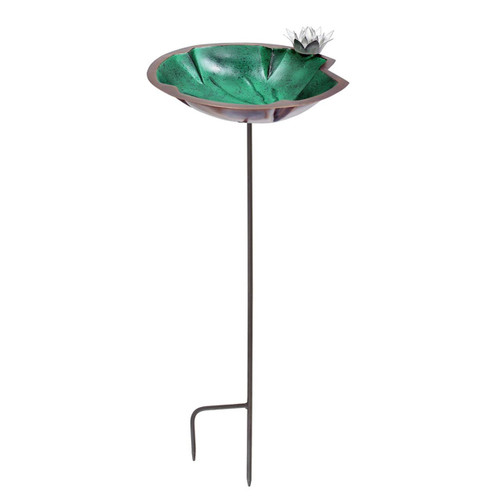 12.5" Lilypad Birdbath with Stake - Green