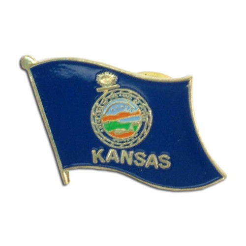 Kansas Flag Lapel Pin - 3/4" x 1/2"