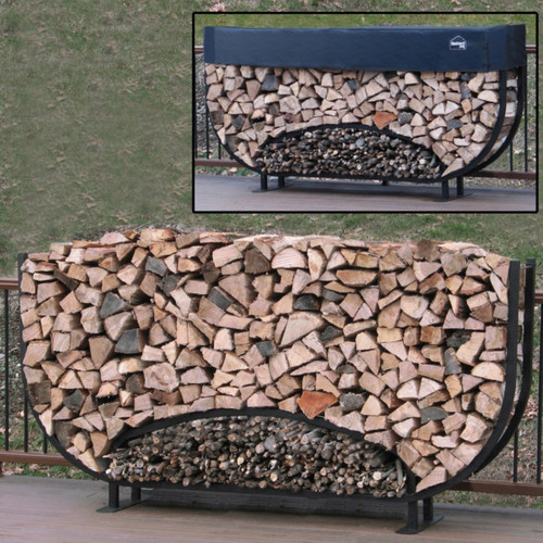 SHELTER-IT 8’ Oval Firewood Storage Rack with Kindling Storage - 1' Cover Included