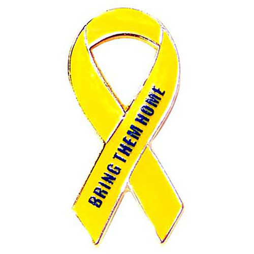 Support Our Troops-Bring Them Home-Yellow Ribbon Pin - 1" x 1/2"