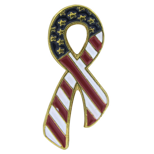 American Flag Ribbon Lapel Pin - 3/4" x 1/4"