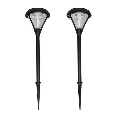 2-Pack Solar LED Premier Garden Stake Light - 50 Lumens - 3000K - Black Finish - Gama Sonic